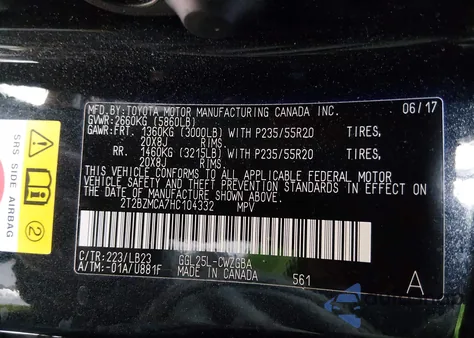 2017 Lexus Rx 350 from USA, damaged, VIN 2T2BZMCA7HC104332